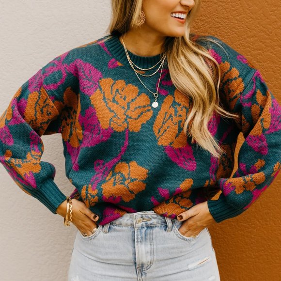 EUC The Kelvin Floral Sweater by In-Loom - Picture 1 of 3